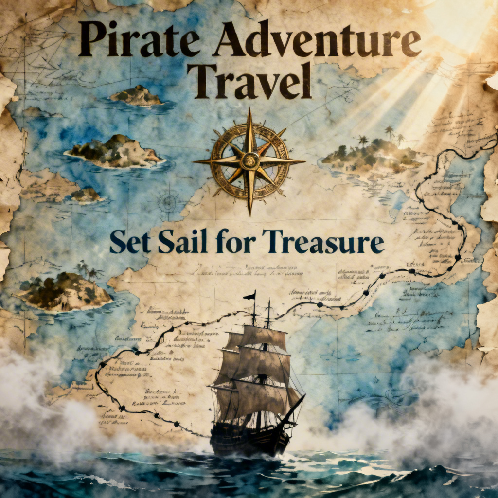 AI One Piece map poster with ships, compass, and treasure routes