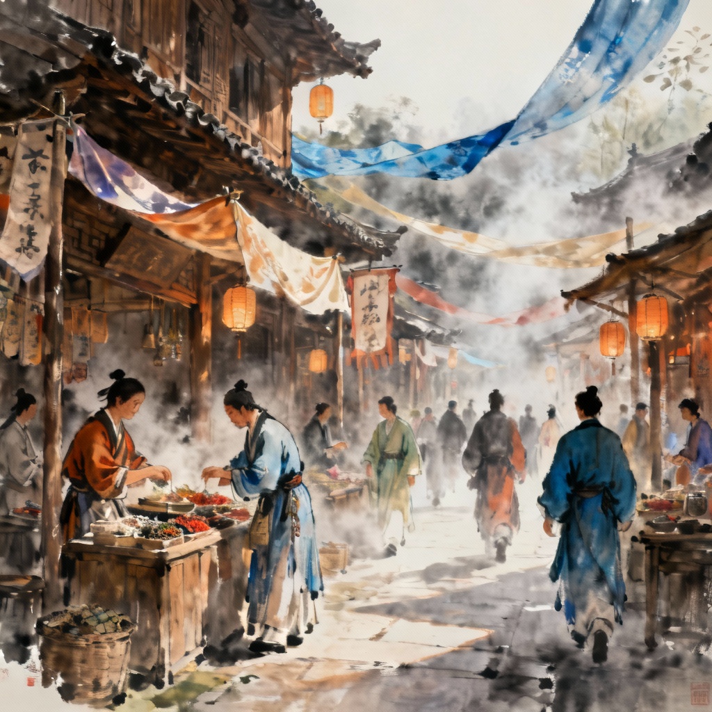 AI Han Dynasty Market Street Scene