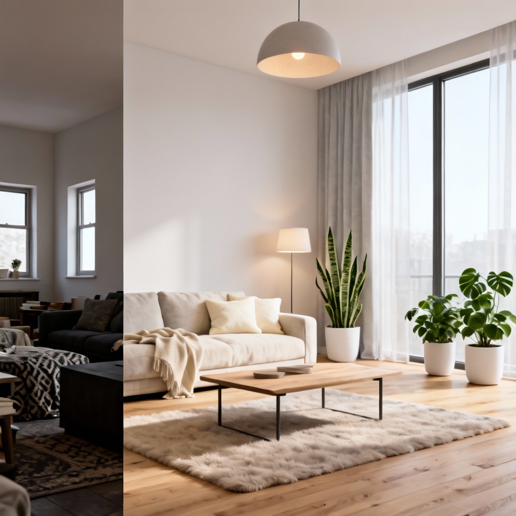 AI Room Generator Living Room Redesign Before and After