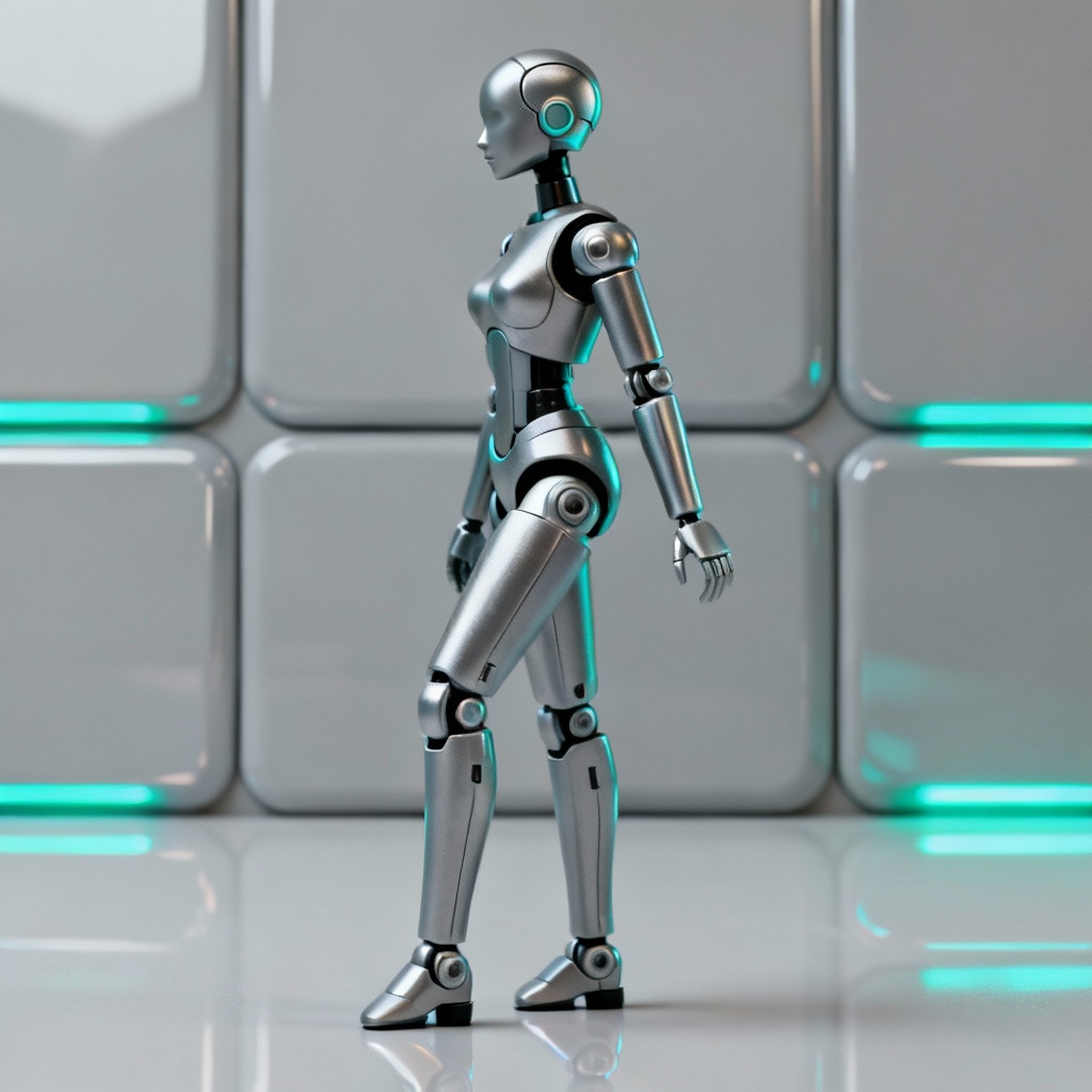 AI cyber android figurine concept
