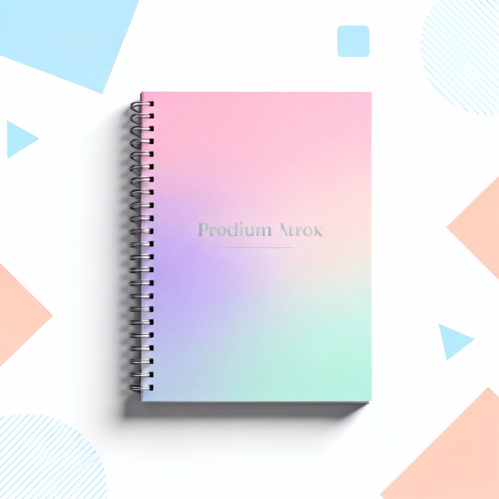 AI-generated custom notebook cover mockup in pastel gradient