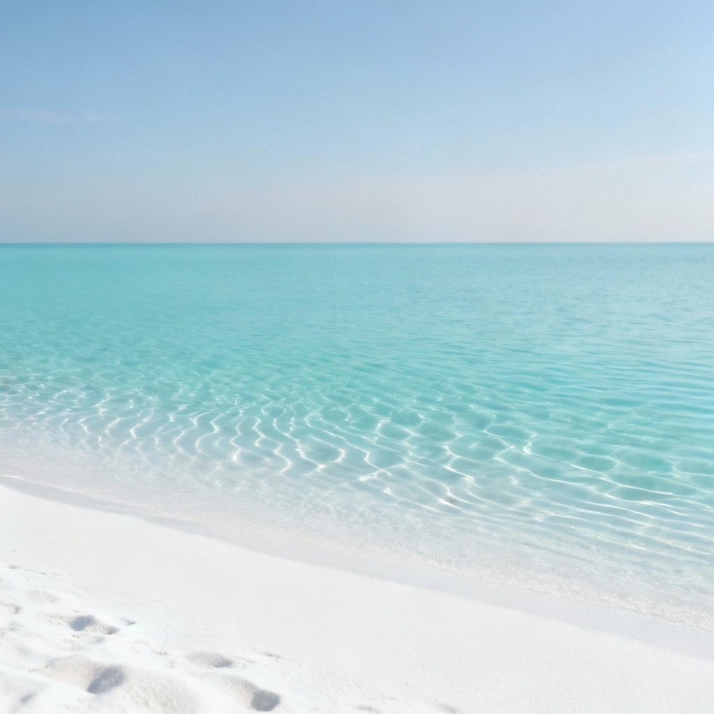 Minimalist beach background with white sand and turquoise water