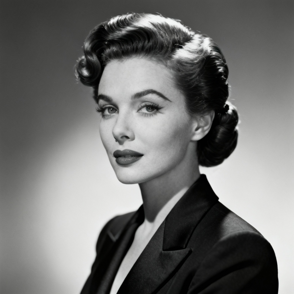 AI classic Hollywood celebrity headshot in black and white