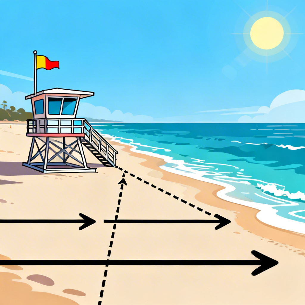 AI rip current awareness educational diagram