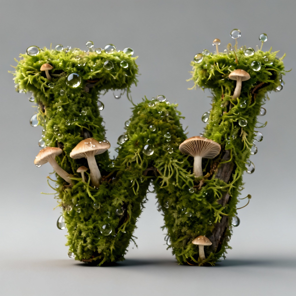 Moss typography forming a natural 3D logo