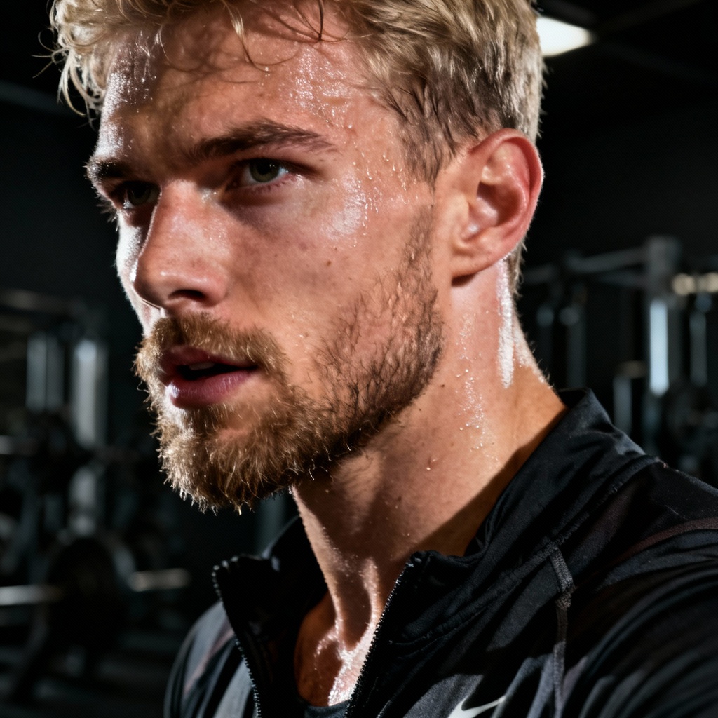 AI athletic masculine portrait with sporty outfit