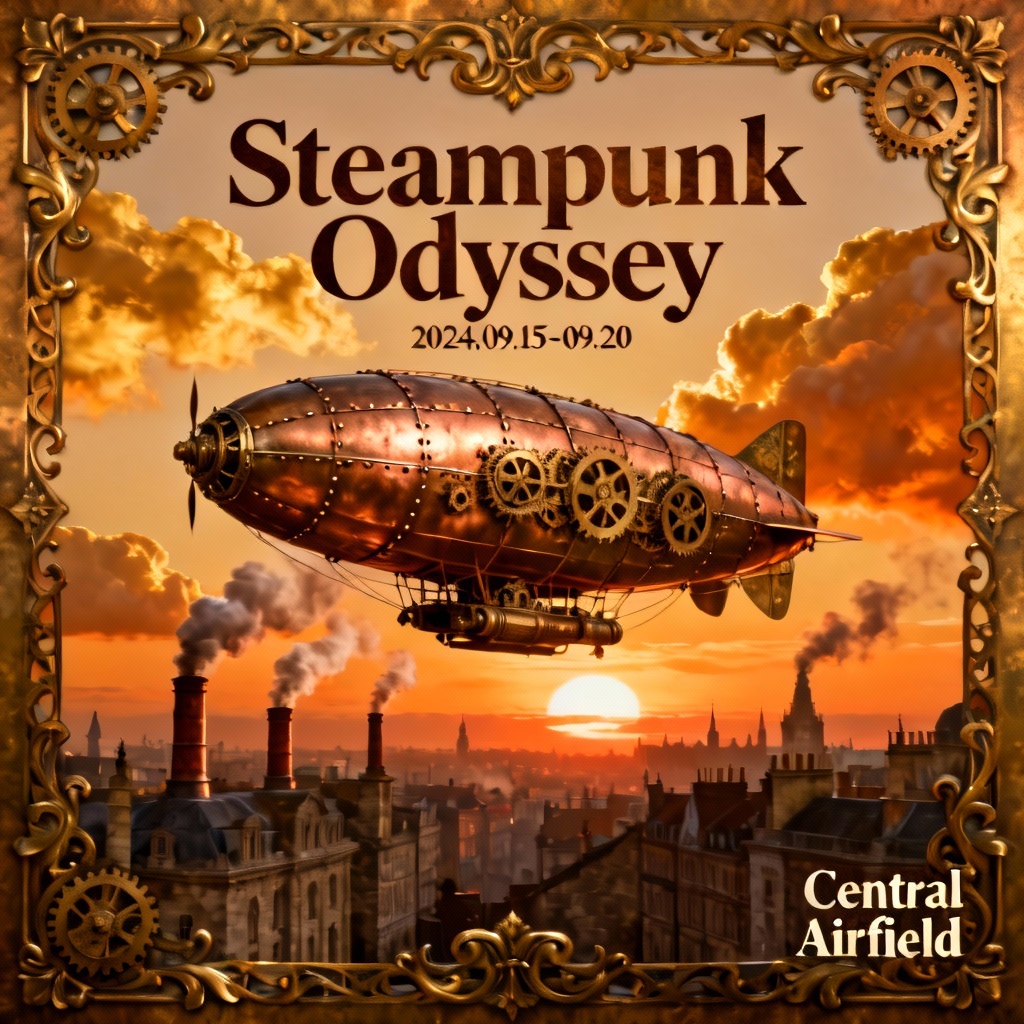 AI adventurous theme steampunk airship
