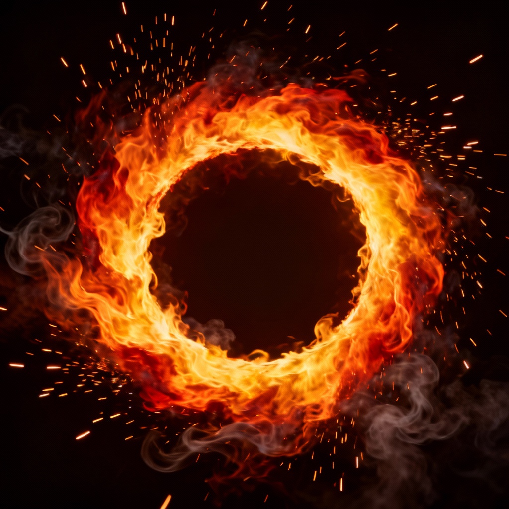 Circular ring-of-fire PNG overlay with transparent background