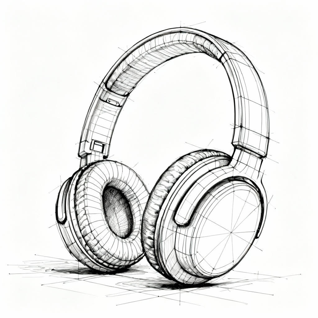 AI outline wireframe of headphones