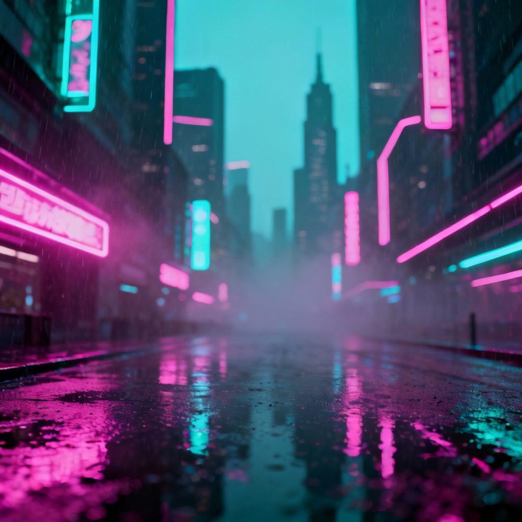 AI background design cyberpunk neon cityscape