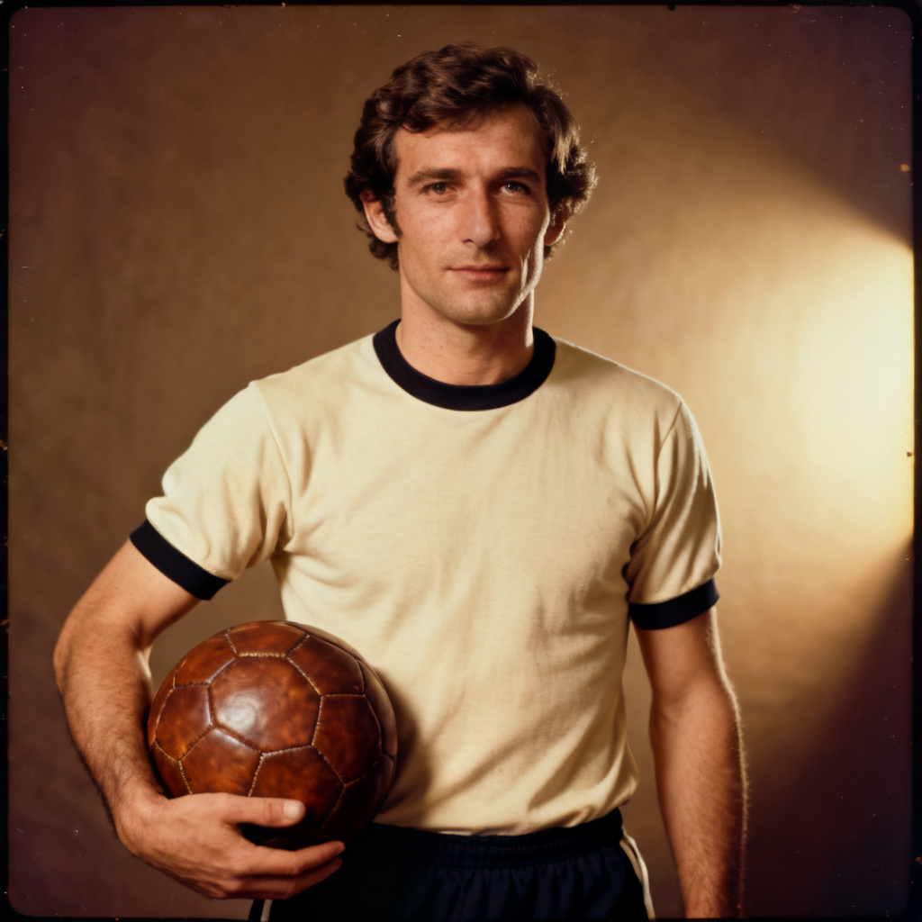 AI vintage football legend portrait