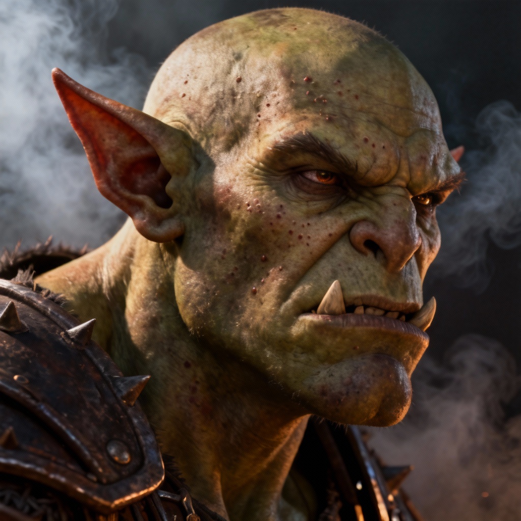 AI fantasy portrait with orc ears