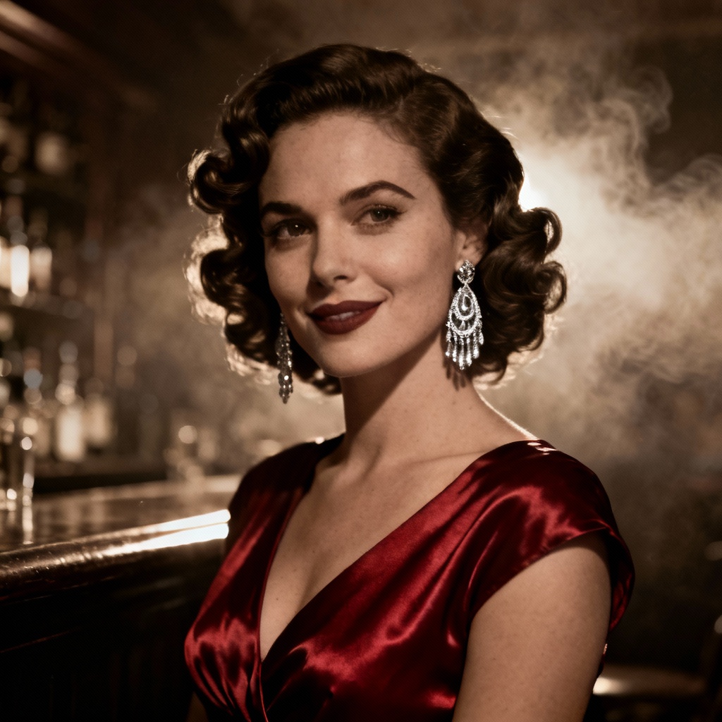 AI femme fatale noir glamour portrait