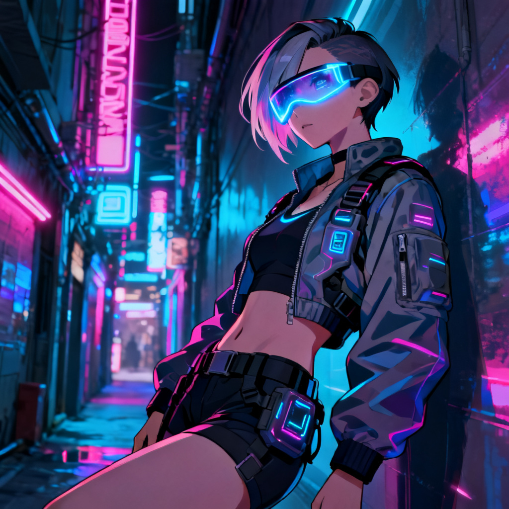 AI full-body cyberpunk OC