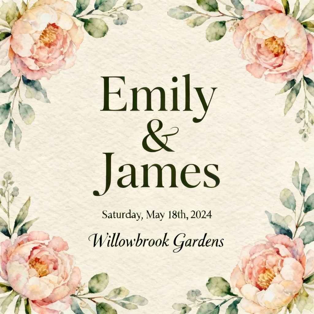 AI Watercolor Garden Wedding Invitation