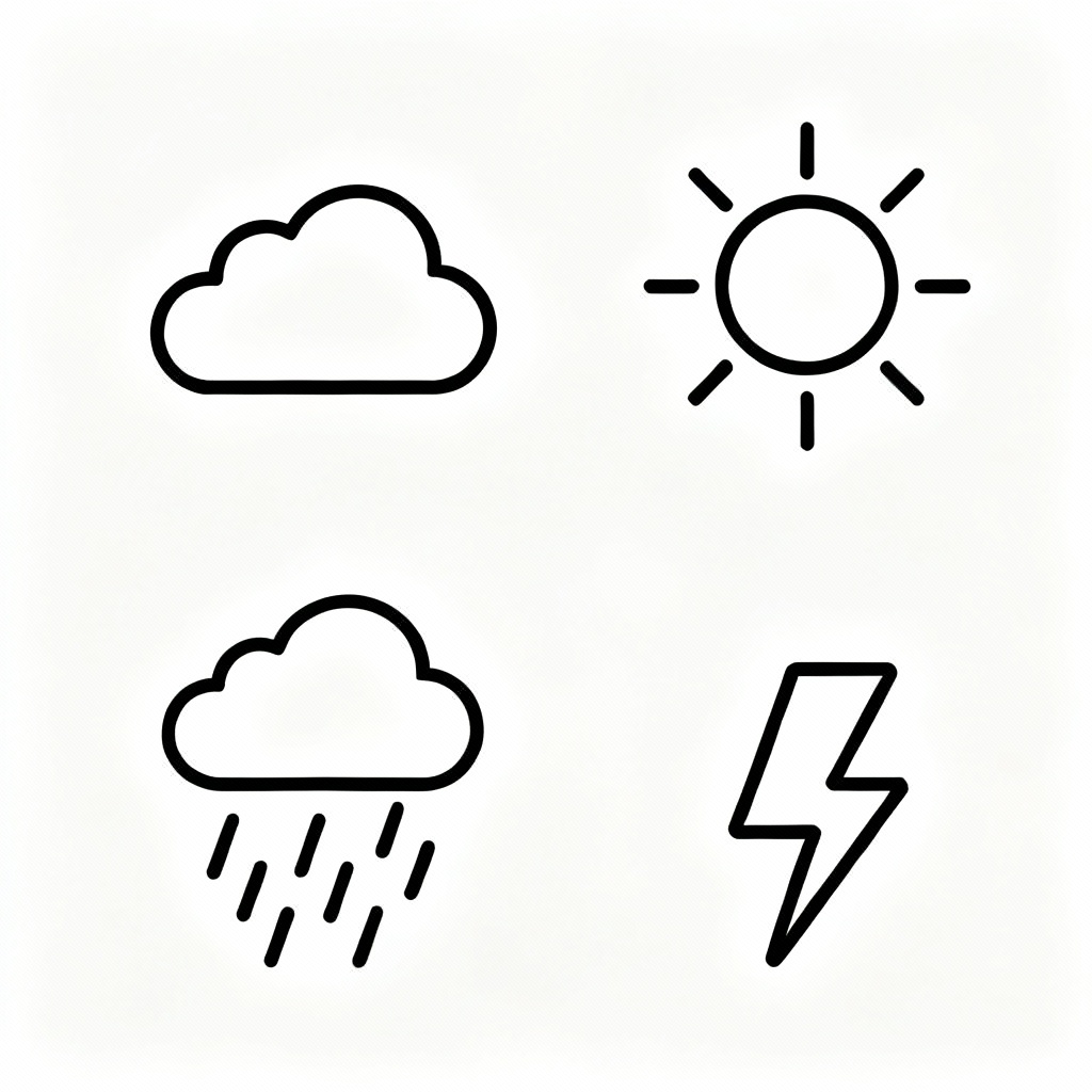 AI outline weather icon set SVG