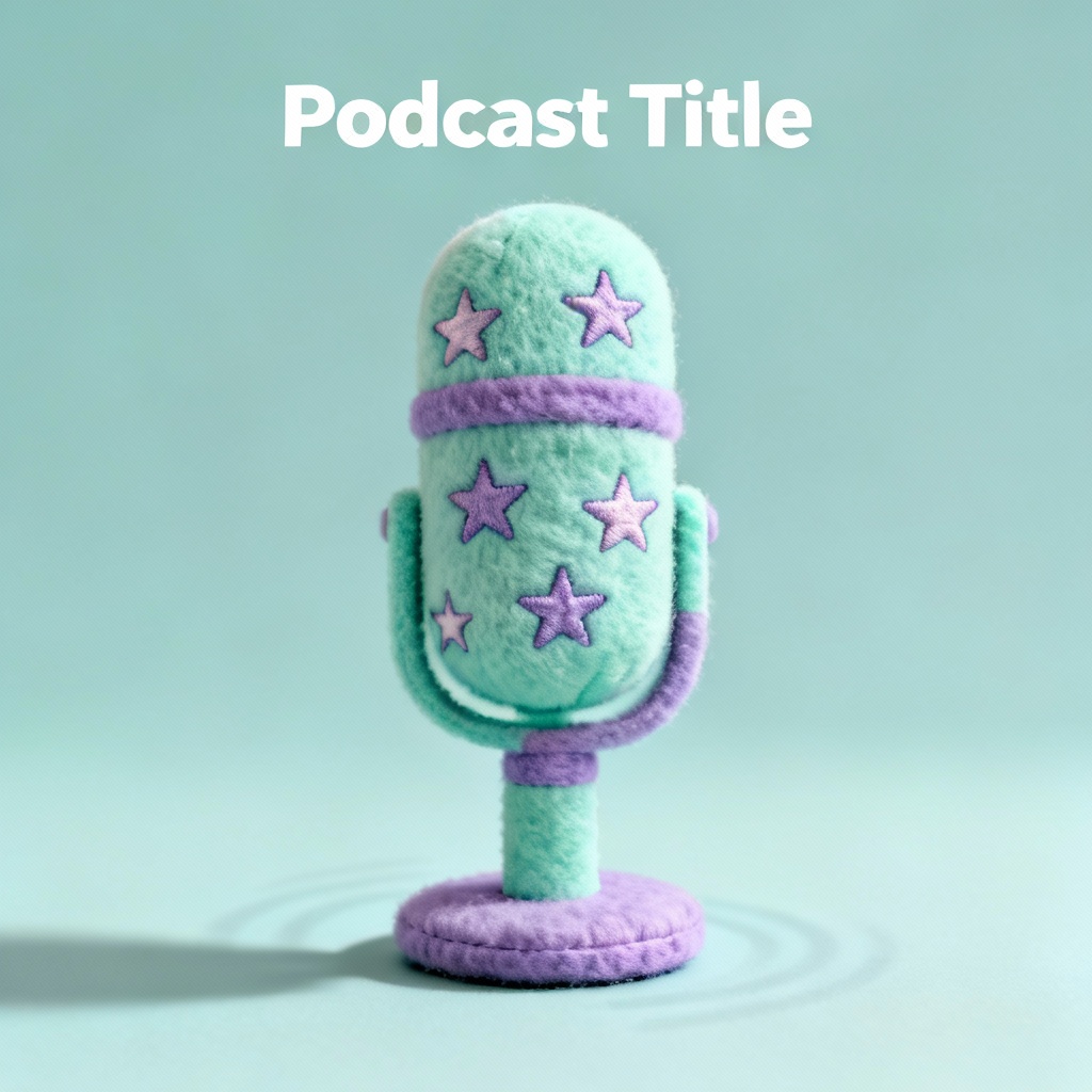 AI 3D plush microphone podcast icon cover