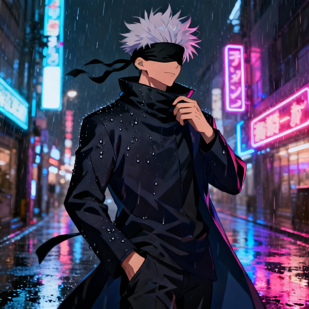 AI Gojo Saturo Blindfold Street Look