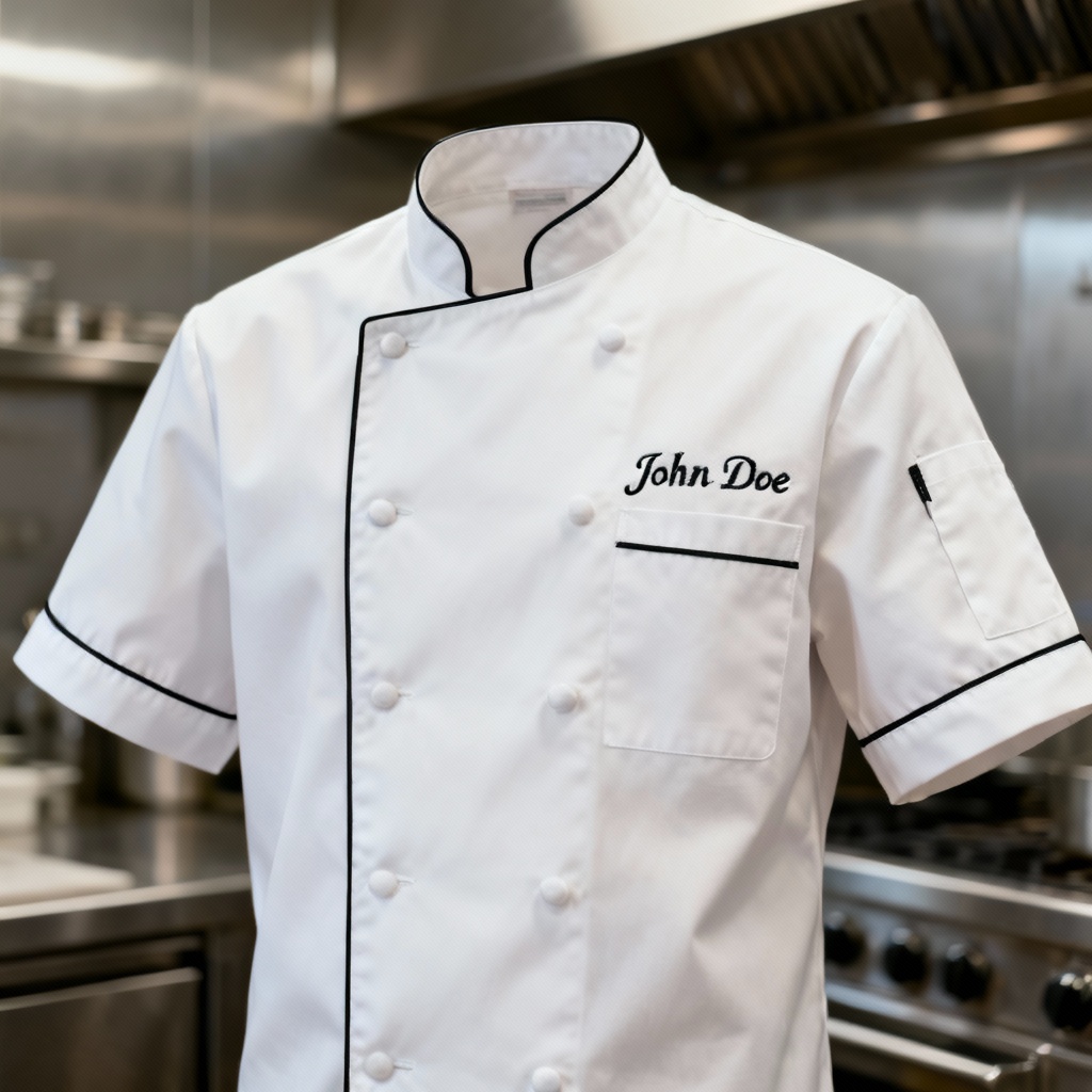 AI chef uniform jacket double-breasted white