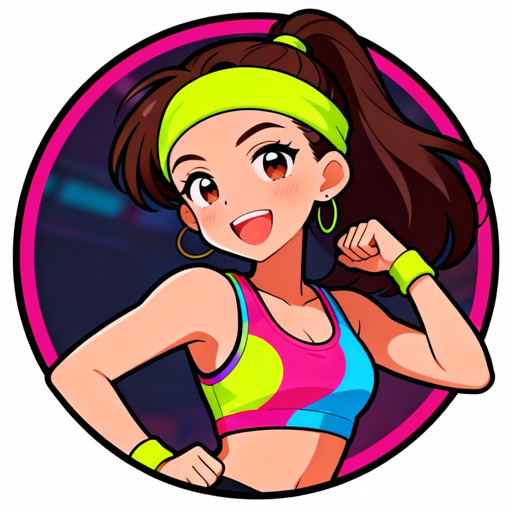 AI Zumba instructor avatar in a vibrant anime style