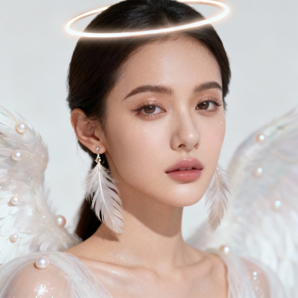 AI angelic avatar headshot with subtle halo