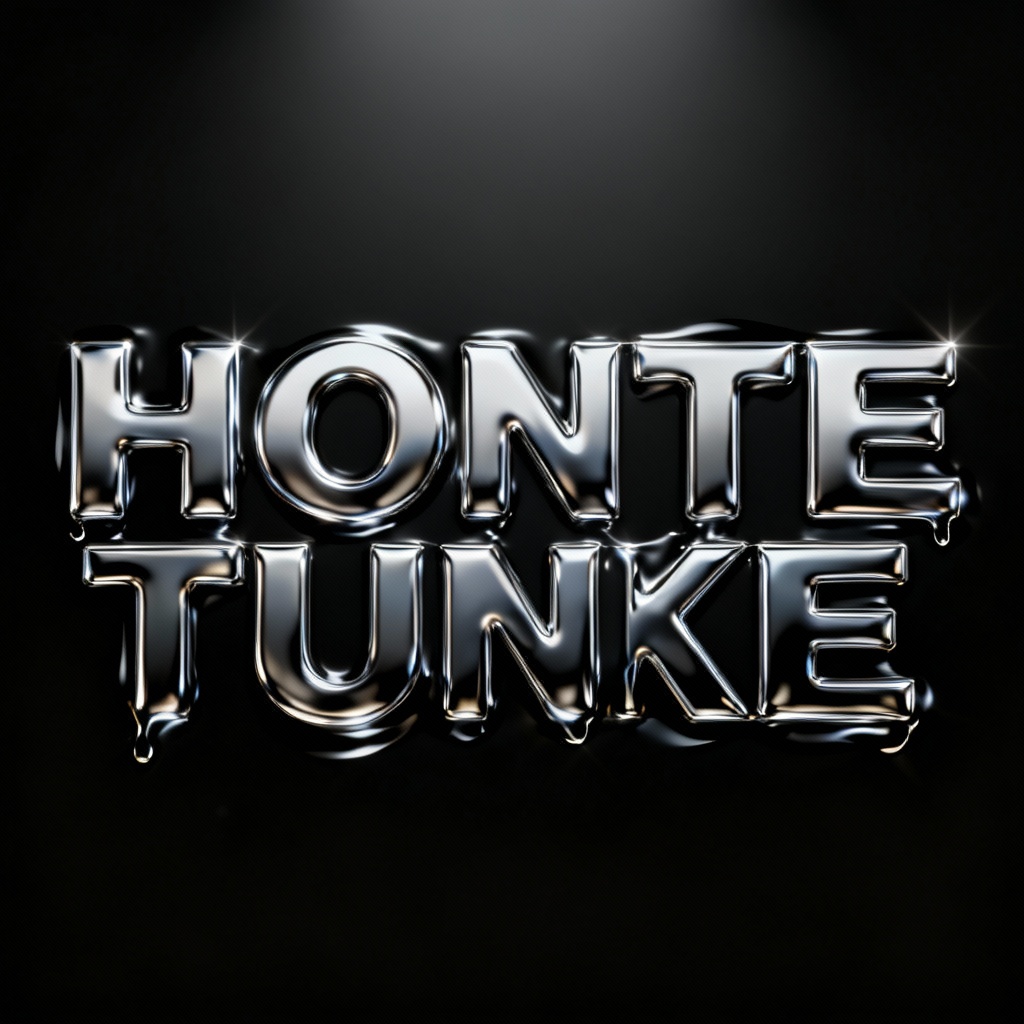 AI liquid chrome 3D typography title on dark surface