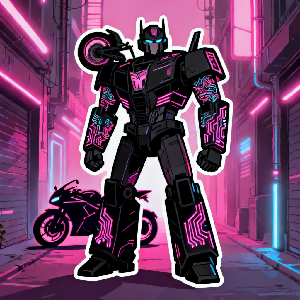AI Transformers OC neon hacker motorcycle alt-mode