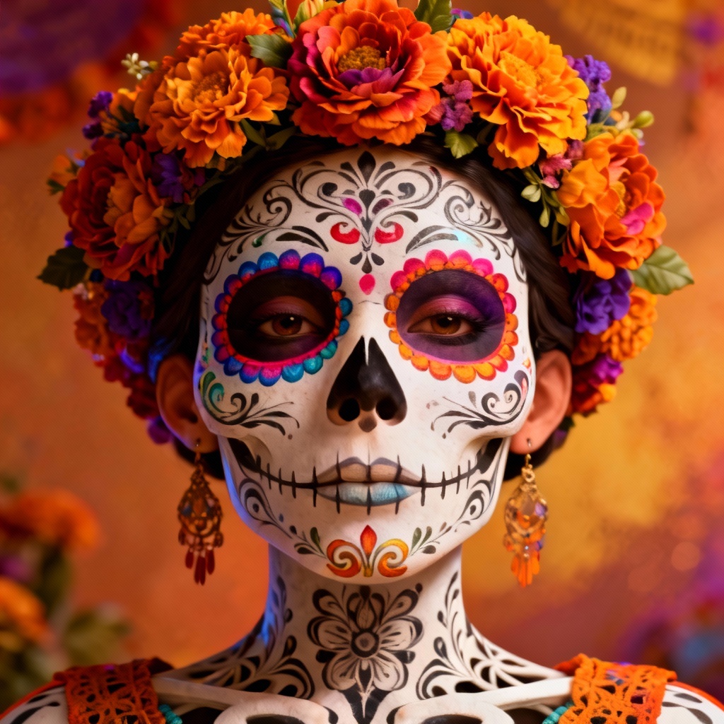 AI Sugar Skull Day of the Dead Portrait