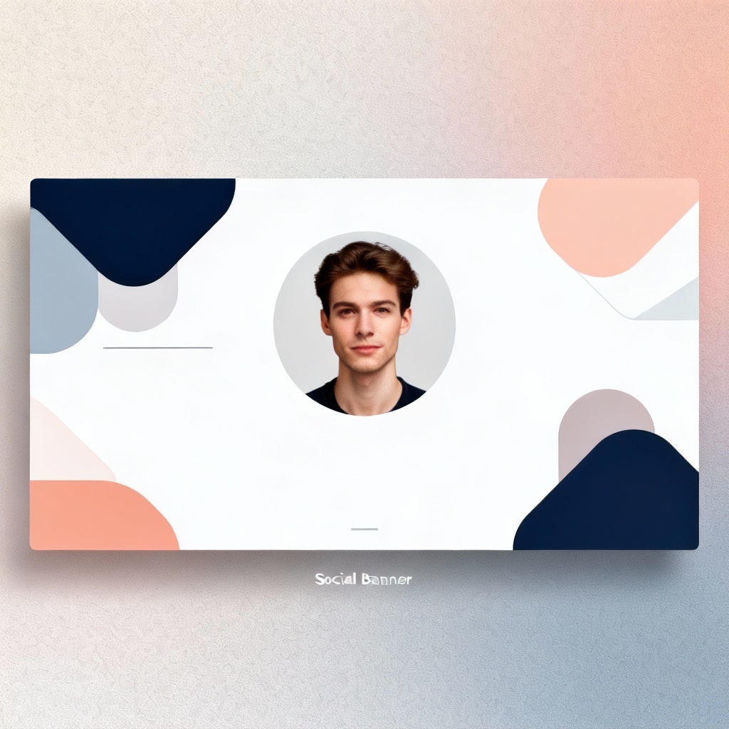 AI-designed professional profile banner with geometric brand shapes