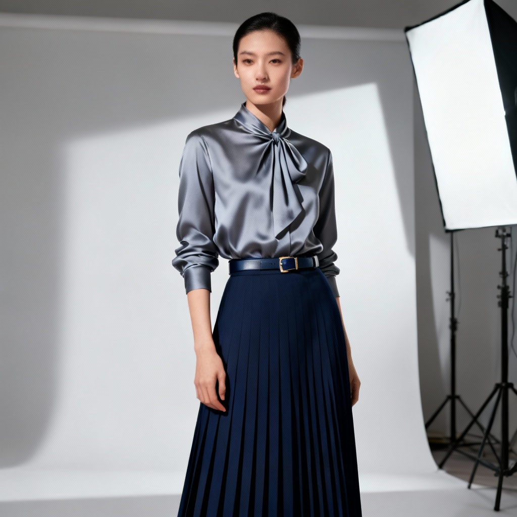 AI Pleated Long Skirt Workwear