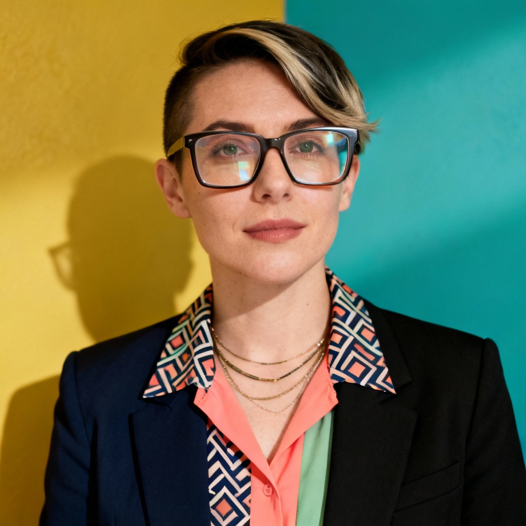 AI creative agency profile with bold colors and patterns