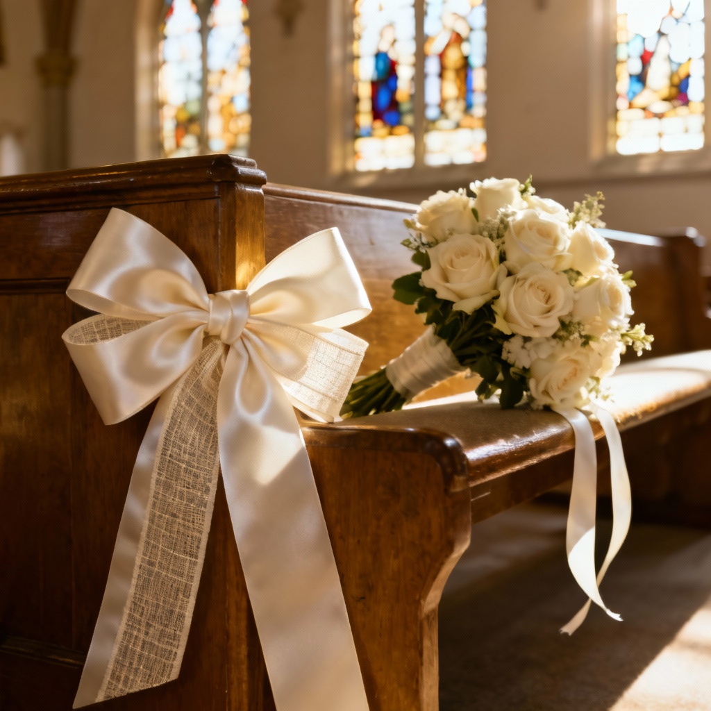 Ivory silk large bow for wedding aisle decor