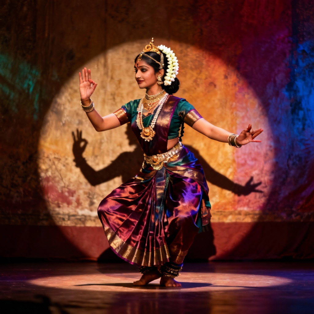 AI Bharatanatyam dancer portrait of an Indian woman