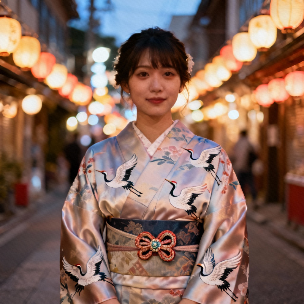 AI festival kimono with hand-painted motifs