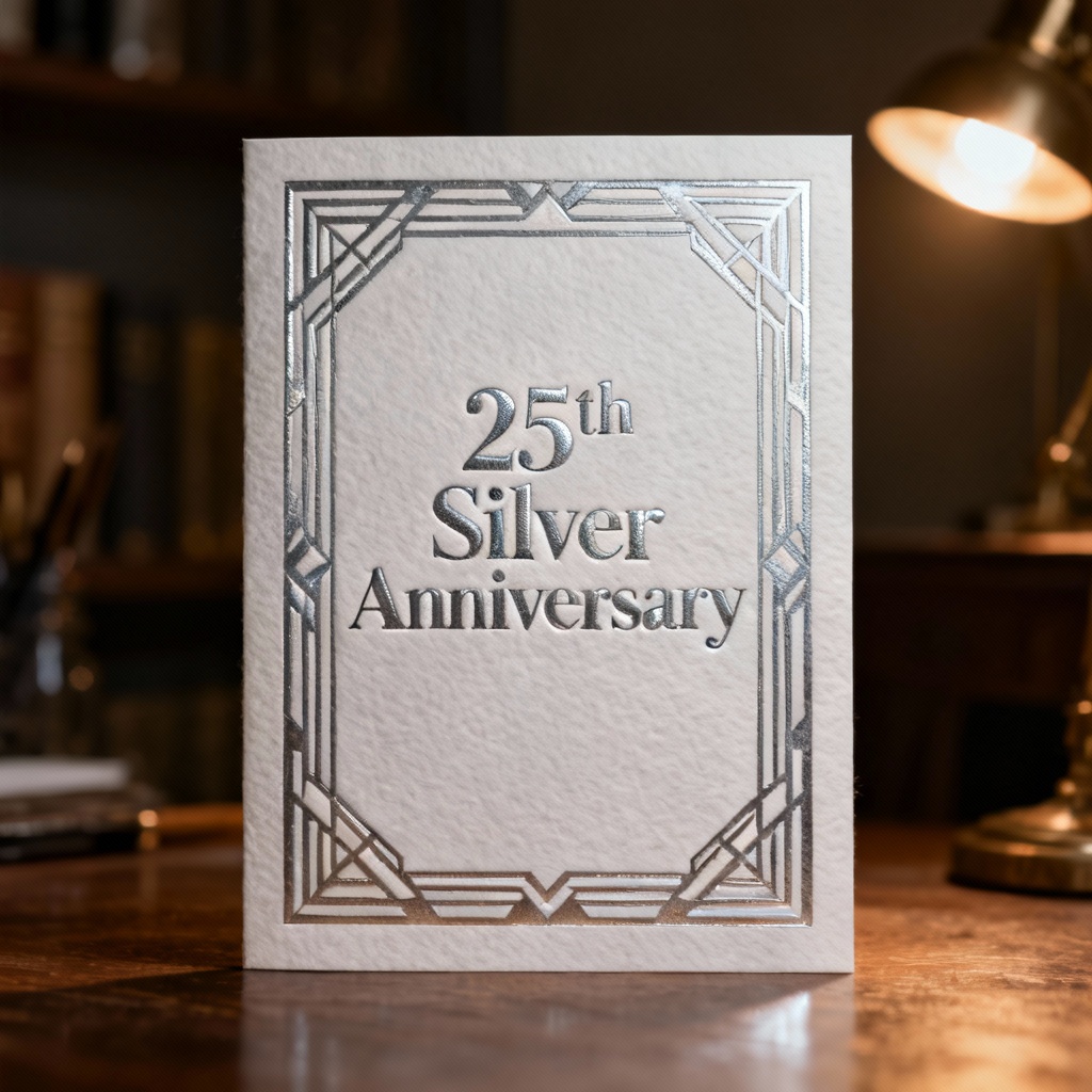 AI Vintage Silver 25th Anniversary Card