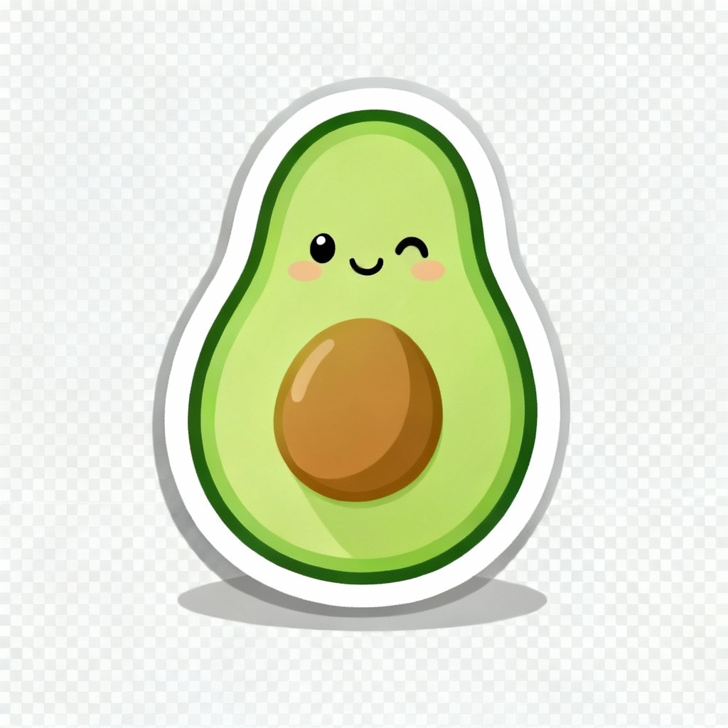Cute kawaii avocado sticker PNG clip art