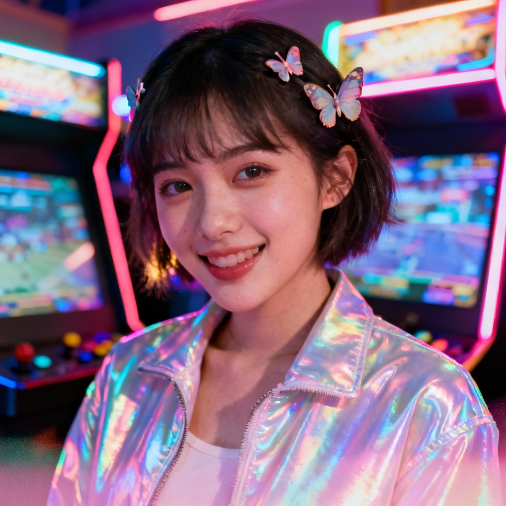 AI Y2K neon arcade portrait