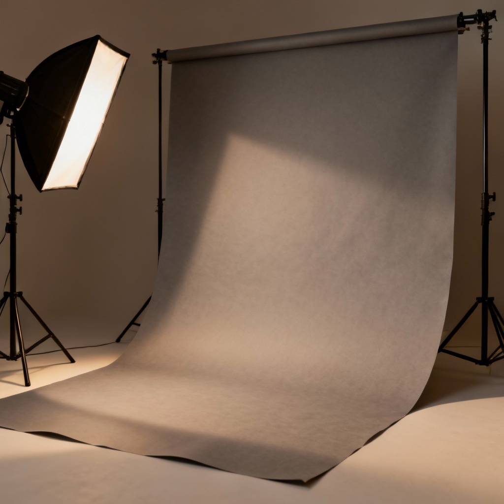 AI product photography backdrop with seamless paper and softboxes