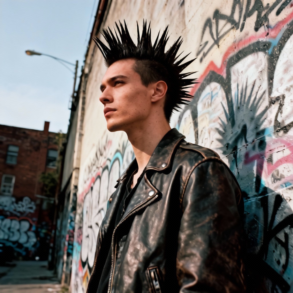 AI punk portrait with tall liberty spikes