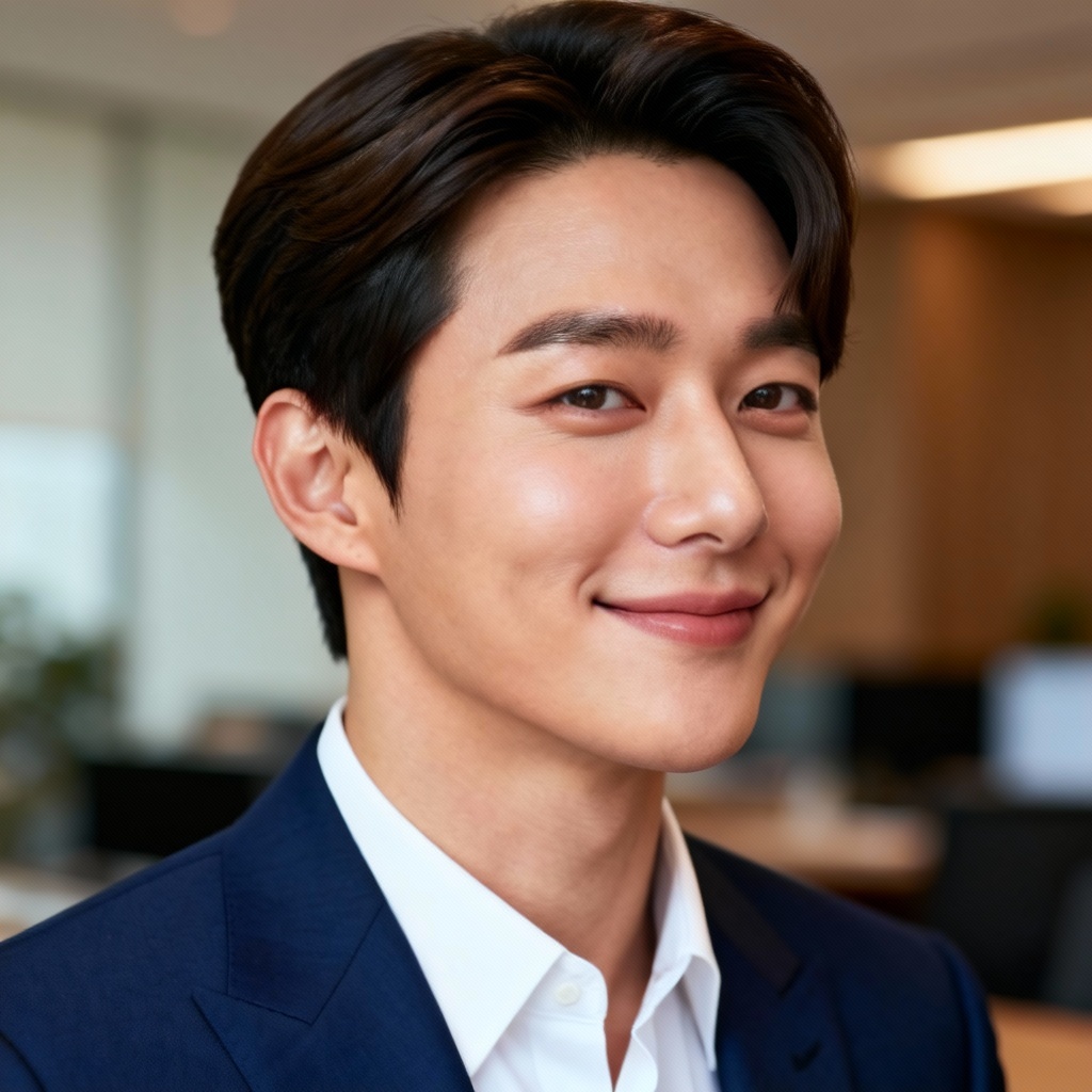 AI K-drama office look Korean male headshot