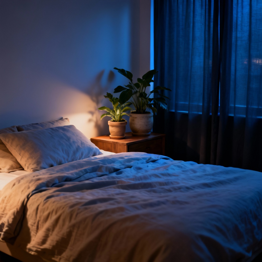 AI mindful sleep-friendly bedroom setup