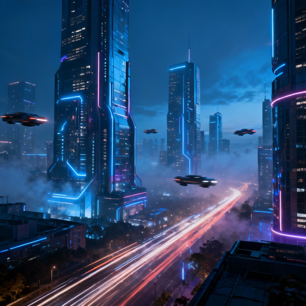 AI Futuristic Night City Skyline