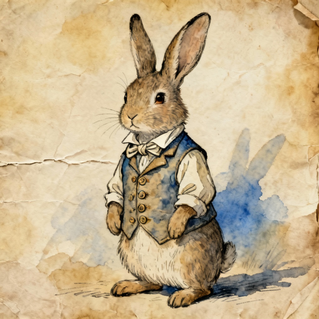 AI Vintage Storybook Bunny