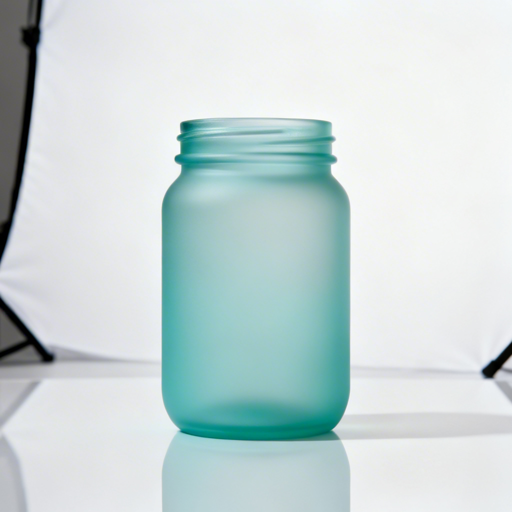 Modern turquoise glass mason jar for product mockup