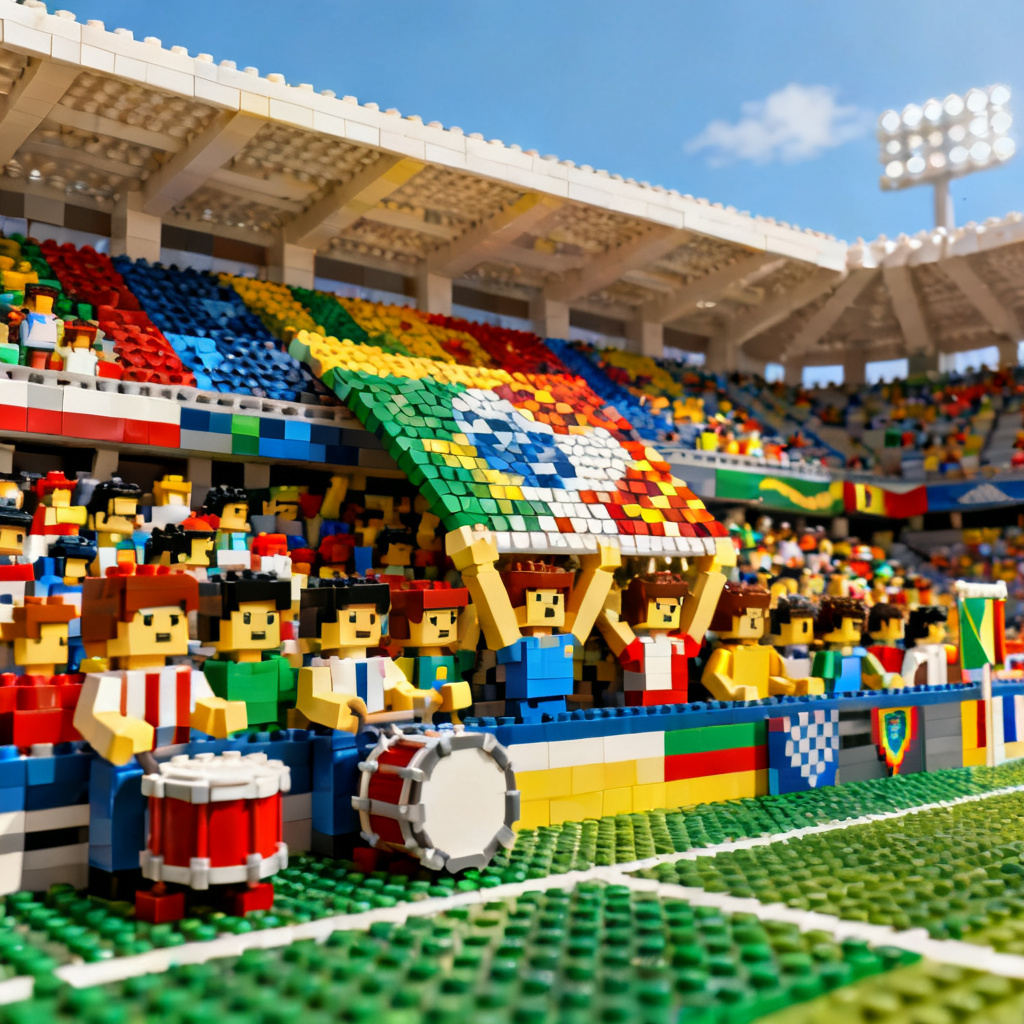 AI worldcup-lego fans tifo mosaic in brick grandstand