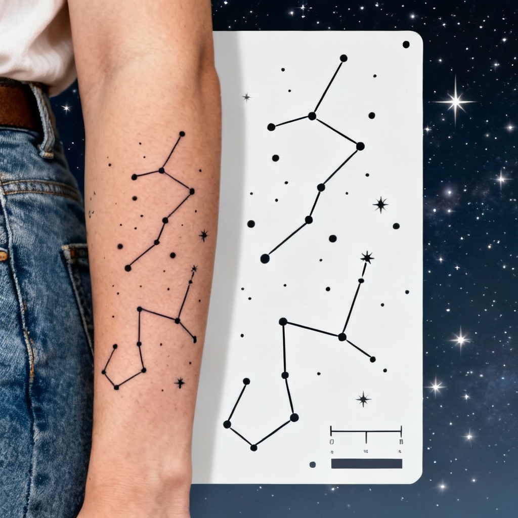 AI Fine-Line Constellation Wrist Tattoo