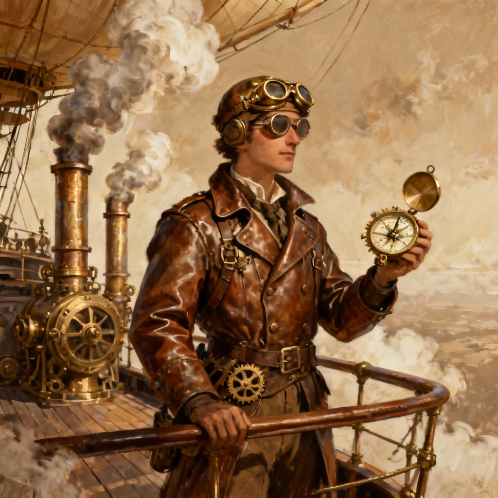 AI Steampunk Explorer Character