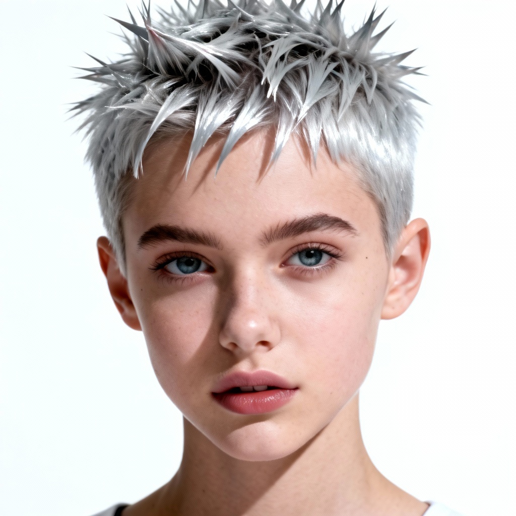 AI K-pop frosted spiky hairstyle on studio portrait