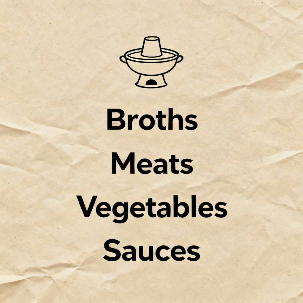 Minimal hotpot menu poster in beige with modern typography