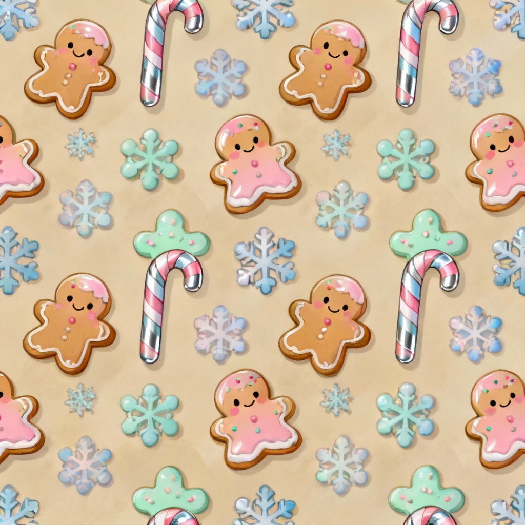 Cute gingerbread pattern Merry Christmas wallpaper